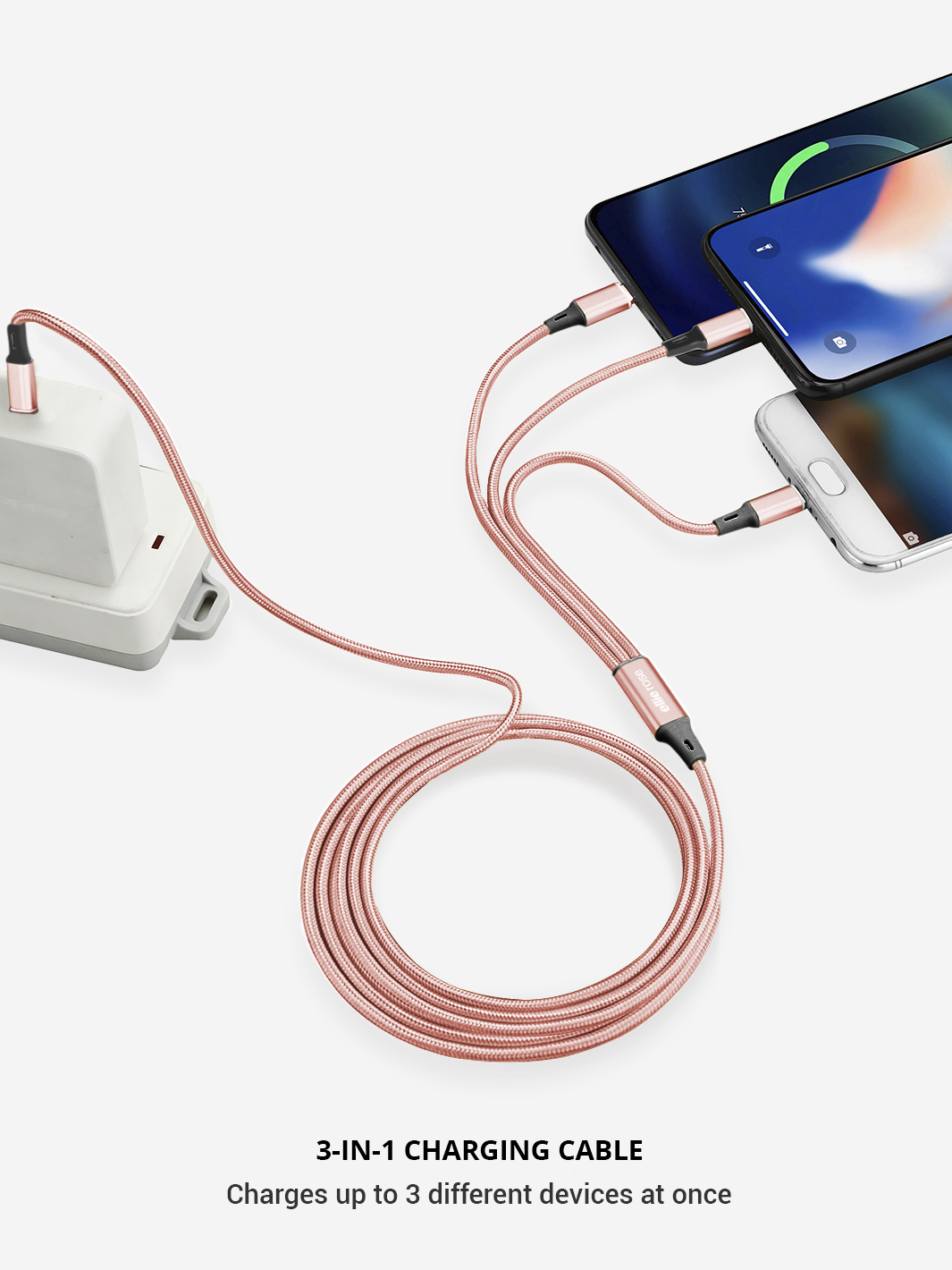 USB-C Rose Gold 3-in-1 Charging Cable