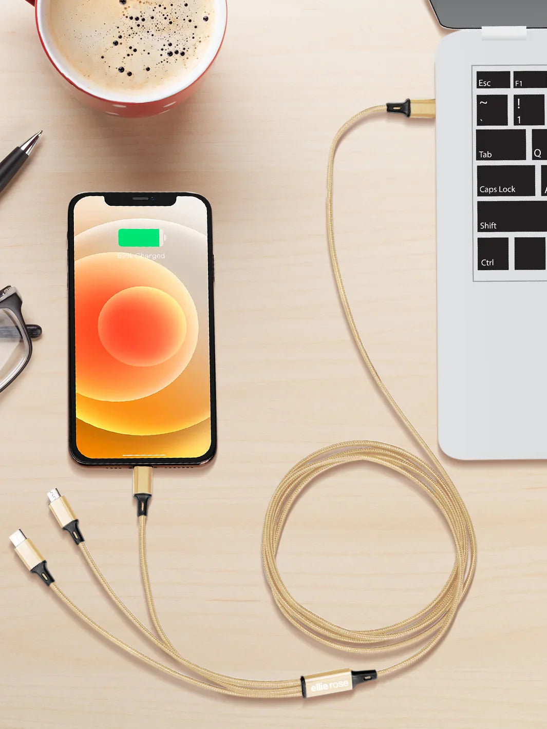 USB-C Gold 3-in-1 Charging Cable