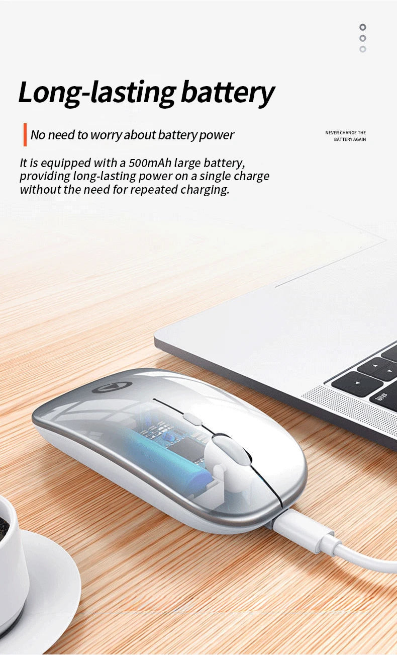 Wireless Mouse Backlight USB Compatible RGB Rechargeable Mice Silent Backlit Ergonomic Mouse for Laptop PC