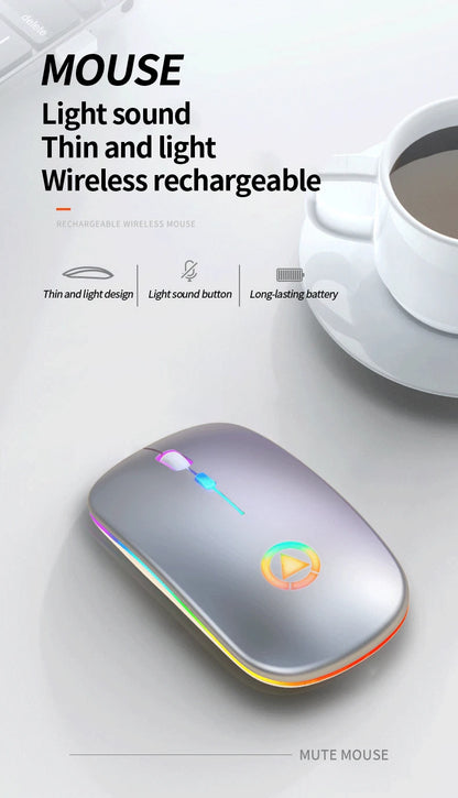 Wireless Mouse Backlight USB Compatible RGB Rechargeable Mice Silent Backlit Ergonomic Mouse for Laptop PC