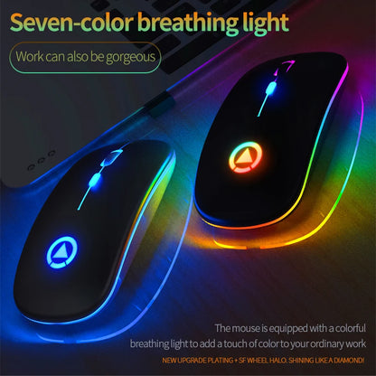 Wireless Mouse Backlight USB Compatible RGB Rechargeable Mice Silent Backlit Ergonomic Mouse for Laptop PC