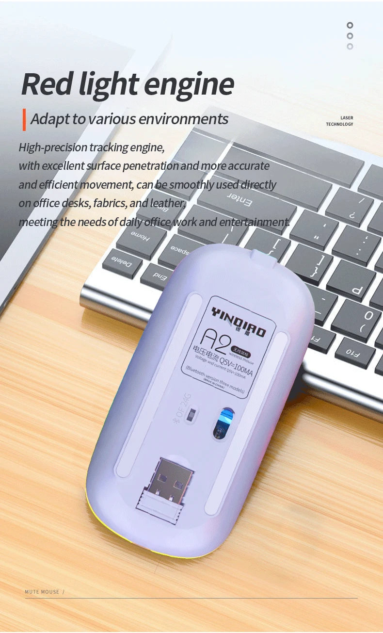 Wireless Mouse Backlight USB Compatible RGB Rechargeable Mice Silent Backlit Ergonomic Mouse for Laptop PC