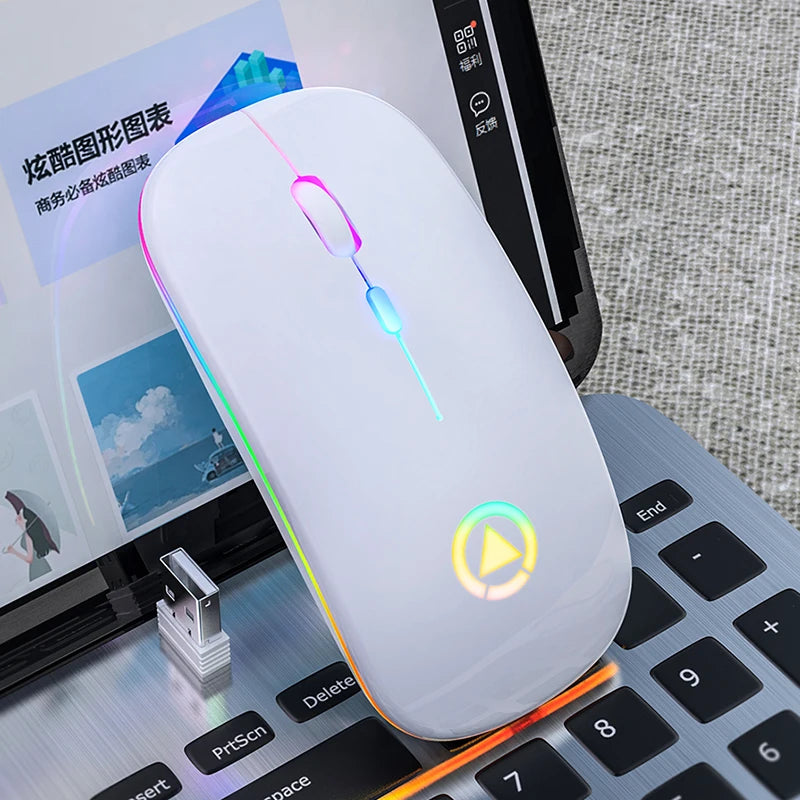 Wireless Mouse Backlight USB Compatible RGB Rechargeable Mice Silent Backlit Ergonomic Mouse for Laptop PC