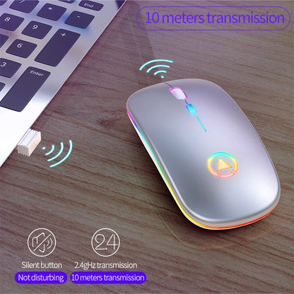 Wireless Mouse Backlight USB Compatible RGB Rechargeable Mice Silent Backlit Ergonomic Mouse for Laptop PC