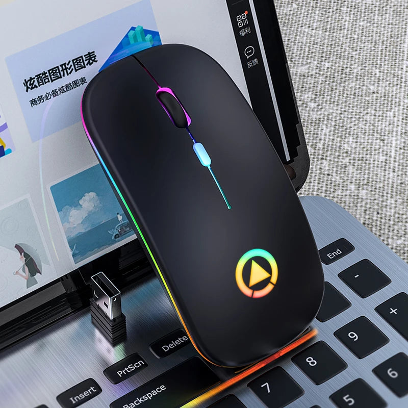 Wireless Mouse Backlight USB Compatible RGB Rechargeable Mice Silent Backlit Ergonomic Mouse for Laptop PC