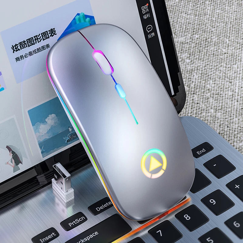 Wireless Mouse Backlight USB Compatible RGB Rechargeable Mice Silent Backlit Ergonomic Mouse for Laptop PC